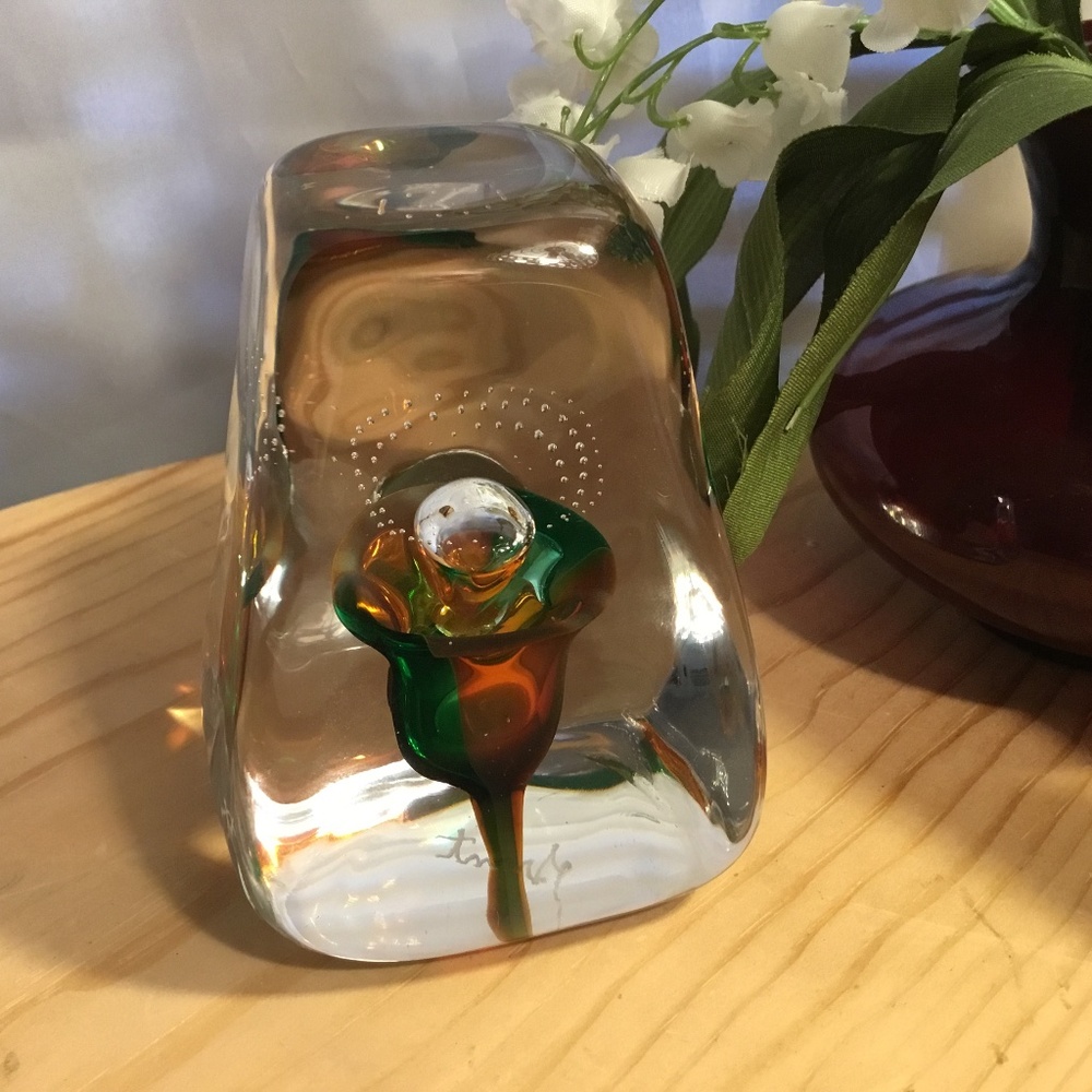 Grant Randolph Studios Glass Paperweight Signed Vintage No Flaws Beautiful